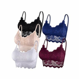 ablever Damen BHS 5er Pack Ohne Buegel Push up Yoga Spitze BH Bra Top Set Sport-BHS für Women (XL) - 1