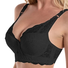 Damen T-Shirt Bügel-BH Klassische Frauen Bustier Komfort Büstenhalter Ohne Bügel Blumenmuster Reizwäsche Abnehmbar Verstellbaren Träger Dessous Komfort Bra Unsichtbare Unterwäsche (Black, 95D) - 1