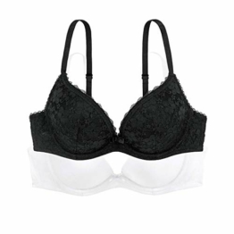 DORINA Damen BH Sonia Deep Plunge,2er Pack,Mehrfarbig (Schwarz/Weiß V00),85C - 1