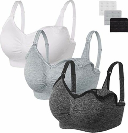 HBselect 3 Pcs Schwangerschafts Still BH Nahtloser Still-BH mit zusätzlichen BH-Verlängerungen Stillen und Schlaf Ohne Bügel für Damen - 1