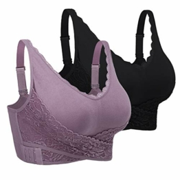 iClosam Damen Sport BH Spitzen BH Frauen Bustier Spitzen Bra für Fitness Training Joggen Yoga Bequem Atmungsaktiv BH Dünn Front Closure Push Up Ohne Bügel - 1