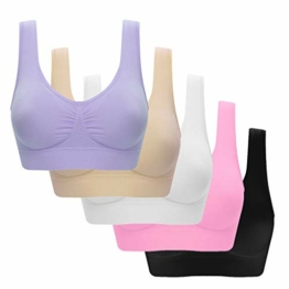 Sport BH Set Damen Fitness, Push Up Sport BH - BH Damen Ohne Bügel - 5er Set Sport-BH mit Herausnehmbaren Polstern - Damen Schlaf BH Still BH - Klassische BHS für Damen - 1