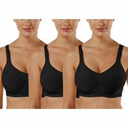 Vertvie Damen 1/2/3er Set Sport BH Einfarbig Ohne Bügel Bustier Klassische Bequem Stretch Bra Mittle Halt Gepolstert Wohlfühl-BH(Schwarz,XL) - 1