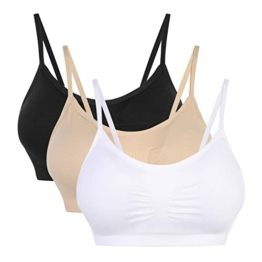 Vertvie Womens Strech Duenn Ohne Buegel Push up Yoga Sports BH Bra Top Set Fuer Fitnesstraining Polsterung 3St(Größe XL/Etiketten 2XL, Weiß+Hautfarbe+schwarz) - 1